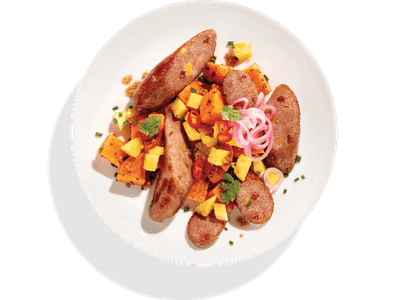 Sweet Potato Salad Grilled Pineapple & Bacon Sausage